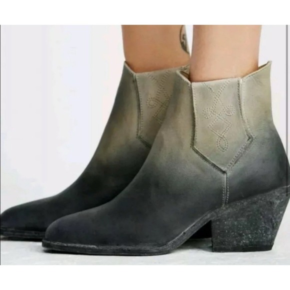 Free People Farylrobin Faryl Robin Ombré Dover Black Leather Boots Boho Festival - Picture 1 of 11
